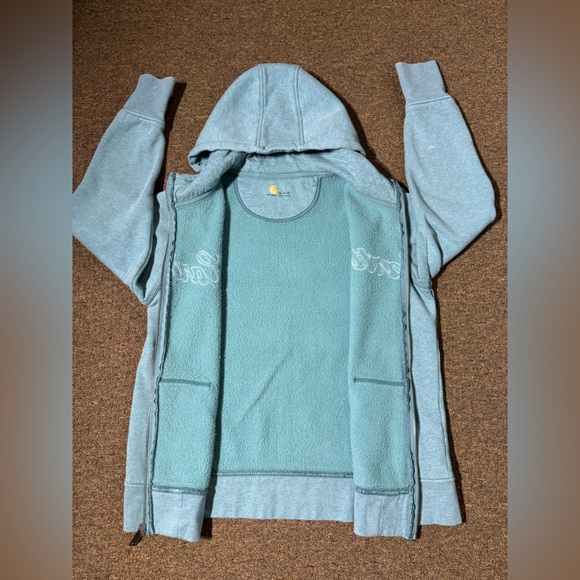 Carhartt Muted Green Teal FULL ZIP Hoodie – Women’s XL (16–18) - Picture 4 of 13